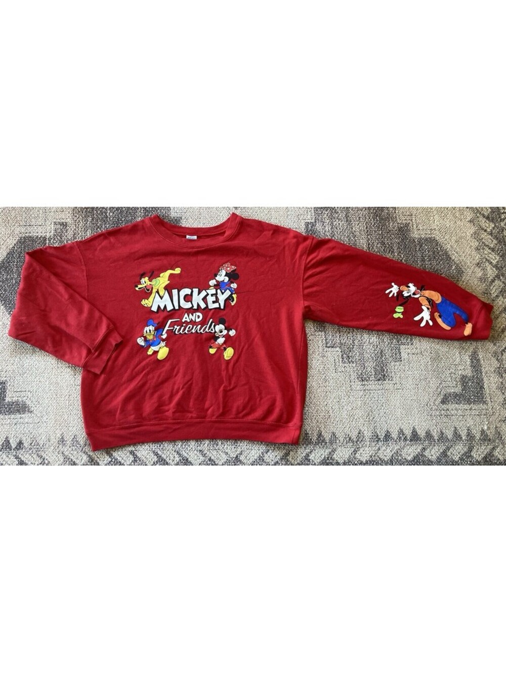 Womens Sz XXL RED MICKEY & FRIENDS Pullover Crewneck Sweater